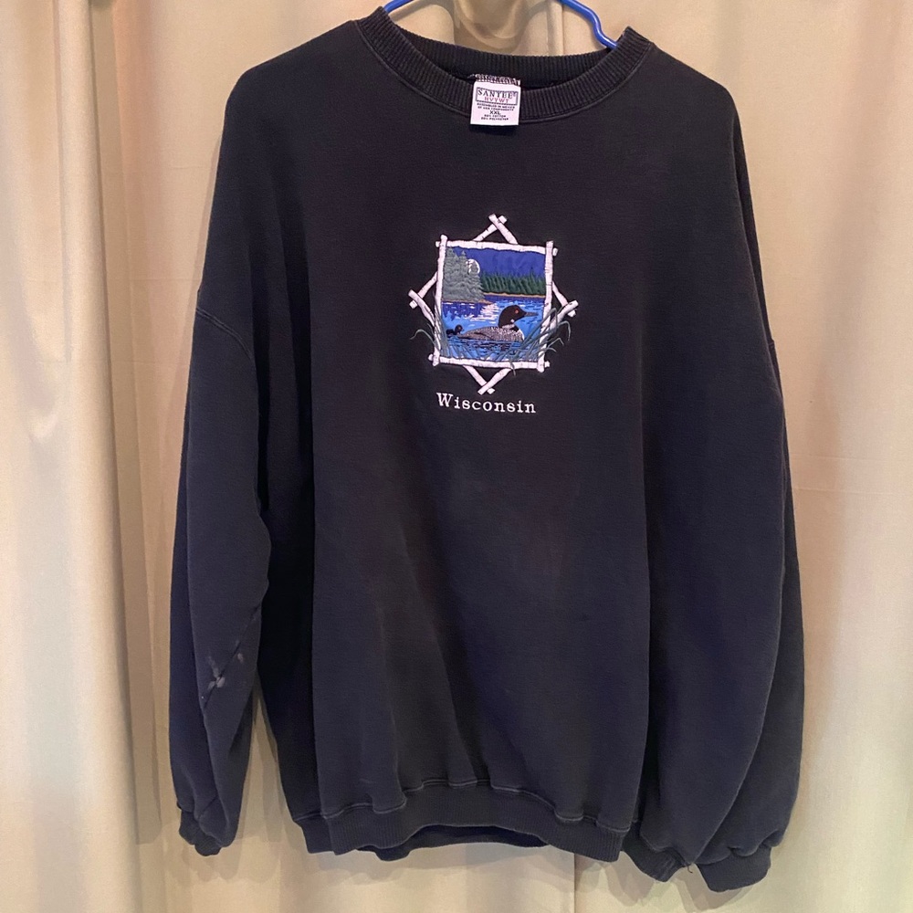 Vintage Black Wisconsin Graphic Sweater